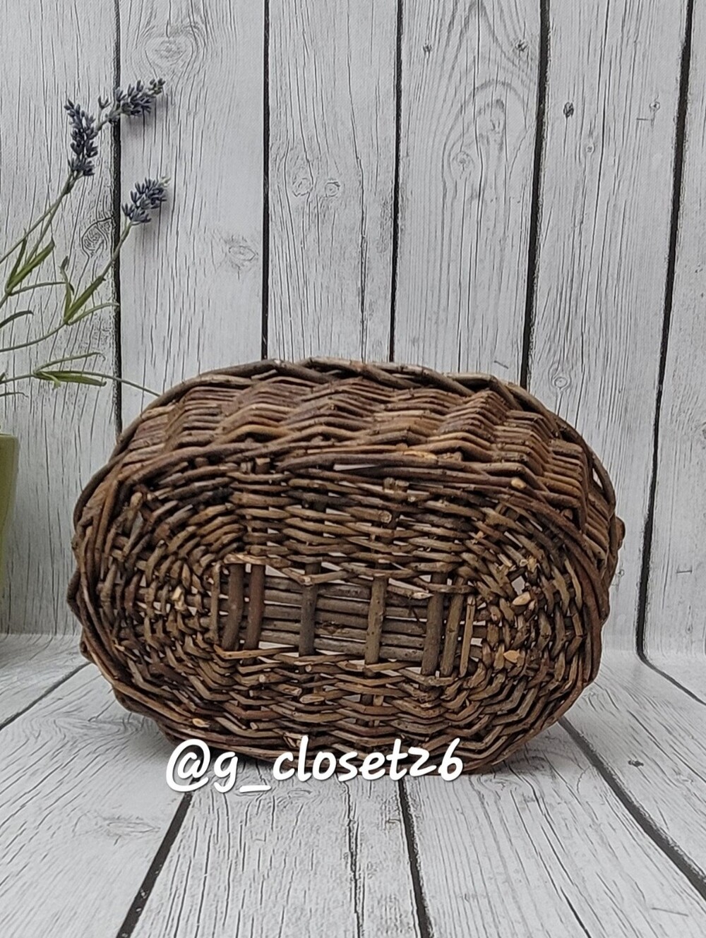 Woven Brown Willow Planter Basket with Handle - Picture 4 of 10